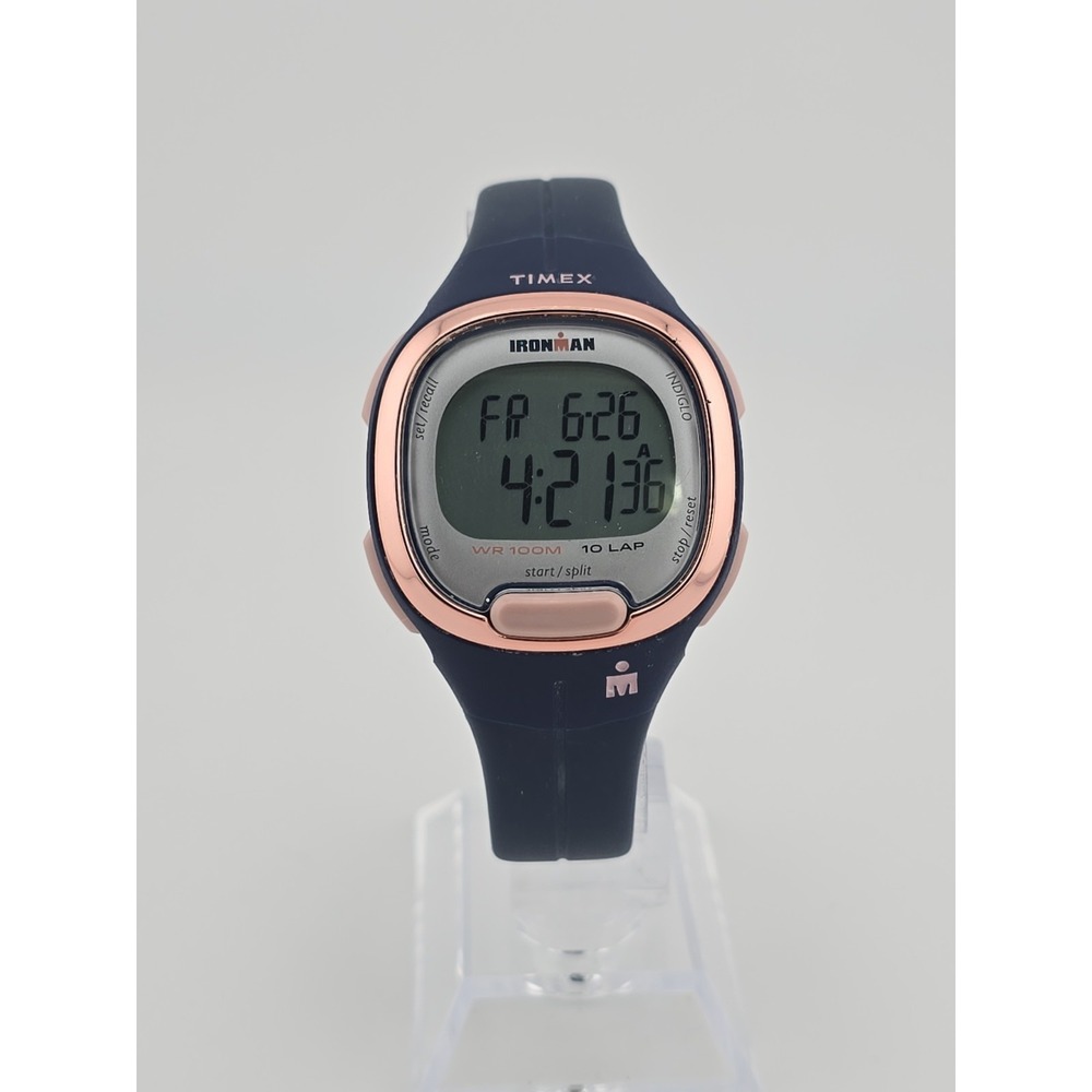 Timex LADIES Ironman Digital Watch 34mm Blue/Pink New Battery